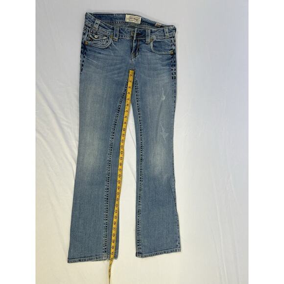 VTG Y2K Bella Swan Low Rise Mek Denim Flare Jeans Women S 27 Thick Stitch - Picture 12 of 16